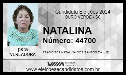 Candidato NATALINA 2024 - OURO VERDE - Eleições