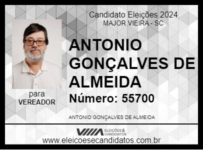 Candidato ANTONIO GONÇALVES DE ALMEIDA 2024 - MAJOR VIEIRA - Eleições