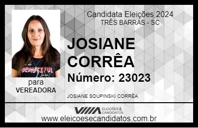 Candidato JOSIANE CORRÊA 2024 - TRÊS BARRAS - Eleições