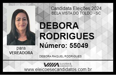 Candidato DEBORA RODRIGUES 2024 - BELA VISTA DO TOLDO - Eleições