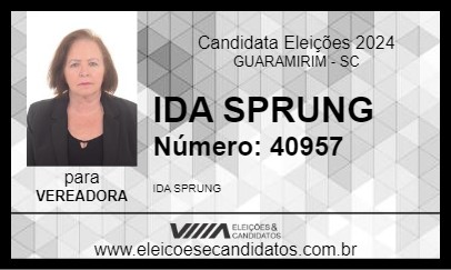 Candidato IDA SPRUNG 2024 - GUARAMIRIM - Eleições