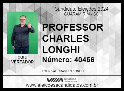 Candidato PROFESSOR CHARLES LONGHI 2024 - GUARAMIRIM - Eleições