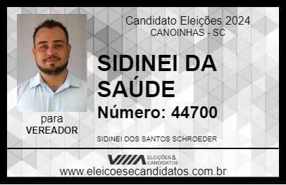 Candidato SIDINEI DA SAÚDE 2024 - CANOINHAS - Eleições