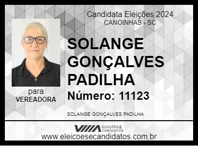 Candidato SOLANGE GONÇALVES PADILHA 2024 - CANOINHAS - Eleições