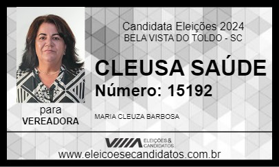 Candidato CLEUSA SAÚDE 2024 - BELA VISTA DO TOLDO - Eleições