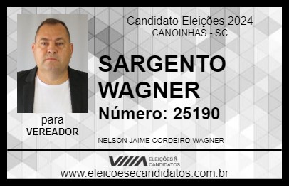 Candidato SARGENTO WAGNER 2024 - CANOINHAS - Eleições