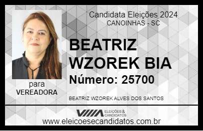 Candidato BEATRIZ WZOREK BIA 2024 - CANOINHAS - Eleições