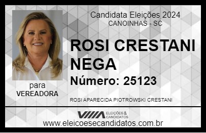 Candidato ROSI CRESTANI  NEGA 2024 - CANOINHAS - Eleições