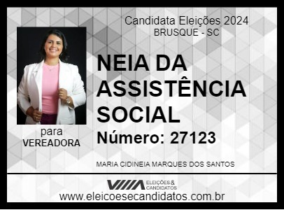 Candidato NEIA DA ASSISTÊNCIA SOCIAL 2024 - BRUSQUE - Eleições