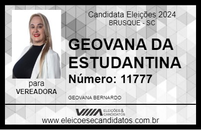 Candidato GEOVANA DA ESTUDANTINA 2024 - BRUSQUE - Eleições