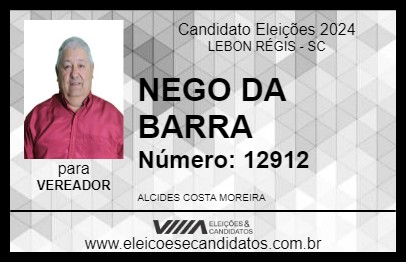 Candidato NEGO DA BARRA 2024 - LEBON RÉGIS - Eleições