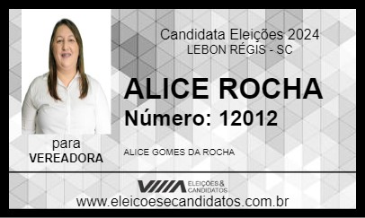 Candidato ALICE DA SAÚDE 2024 - LEBON RÉGIS - Eleições