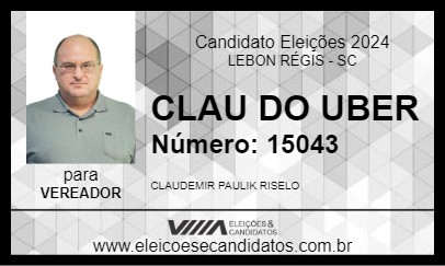 Candidato CLAU DO UBER 2024 - LEBON RÉGIS - Eleições