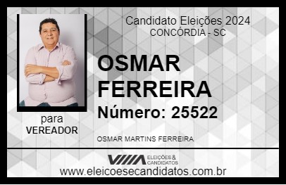 Candidato OSMAR FERREIRA 2024 - CONCÓRDIA - Eleições