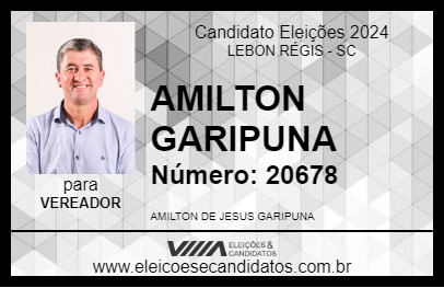 Candidato AMILTON GARIPUNA 2024 - LEBON RÉGIS - Eleições