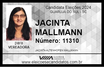 Candidato JACINTA MALLMANN 2024 - GUARUJÁ DO SUL - Eleições