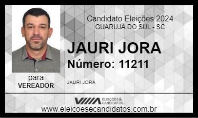 Candidato JAURI JORA 2024 - GUARUJÁ DO SUL - Eleições