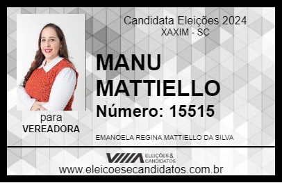 Candidato MANU MATTIELLO 2024 - XAXIM - Eleições