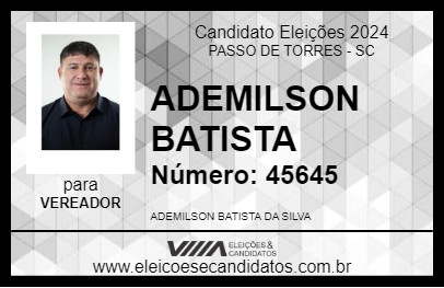 Candidato ADEMILSON BATISTA 2024 - PASSO DE TORRES - Eleições