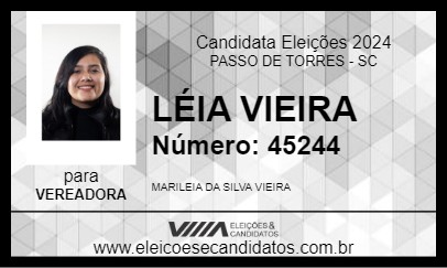 Candidato LÉIA VIEIRA 2024 - PASSO DE TORRES - Eleições