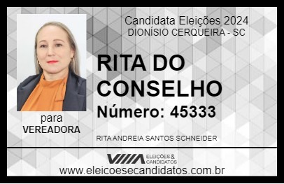 Candidato RITA DO CONSELHO 2024 - DIONÍSIO CERQUEIRA - Eleições