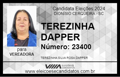 Candidato TEREZINHA DAPPER 2024 - DIONÍSIO CERQUEIRA - Eleições