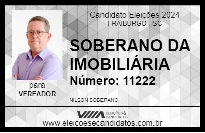 Candidato SOBERANO DA IMOBILIÁRIA  2024 - FRAIBURGO - Eleições