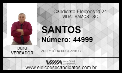 Candidato SANTOS 2024 - VIDAL RAMOS - Eleições