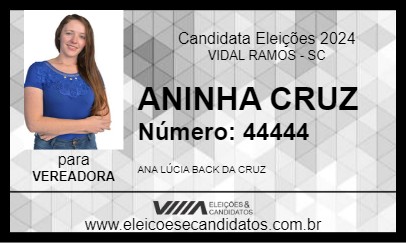 Candidato ANINHA CRUZ  2024 - VIDAL RAMOS - Eleições