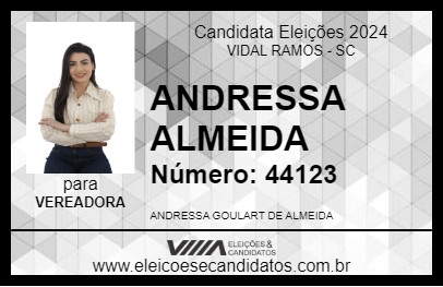 Candidato ANDRESSA ALMEIDA  2024 - VIDAL RAMOS - Eleições