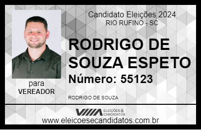 Candidato RODRIGO DE SOUZA ESPETO 2024 - RIO RUFINO - Eleições