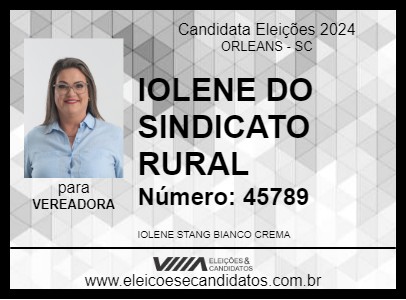 Candidato IOLENE DO SINDICATO RURAL 2024 - ORLEANS - Eleições