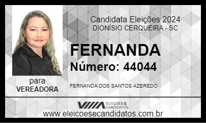 Candidato FERNANDA 2024 - DIONÍSIO CERQUEIRA - Eleições