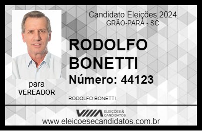 Candidato RODOLFO BONETTI 2024 - GRÃO-PARÁ - Eleições