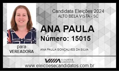 Candidato ANA PAULA 2024 - ALTO BELA VISTA - Eleições