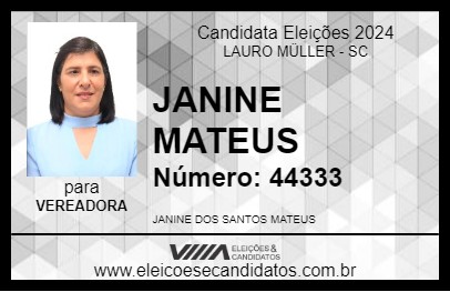 Candidato JANINE MATEUS 2024 - LAURO MÜLLER - Eleições