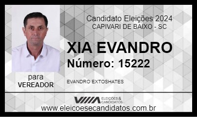 Candidato XIA EVANDRO 2024 - CAPIVARI DE BAIXO - Eleições