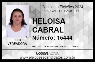 Candidato HELOISA CABRAL 2024 - CAPIVARI DE BAIXO - Eleições