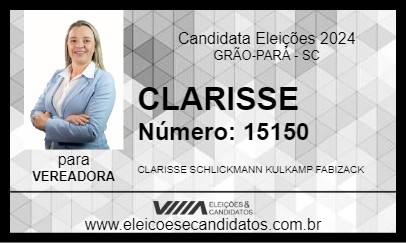 Candidato CLARISSE 2024 - GRÃO-PARÁ - Eleições