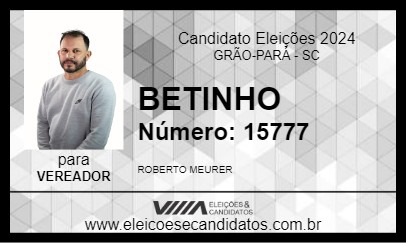 Candidato BETINHO 2024 - GRÃO-PARÁ - Eleições