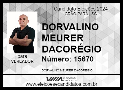 Candidato DORVALINO MEURER DACORÉGIO 2024 - GRÃO-PARÁ - Eleições