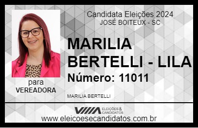 Candidato MARILIA BERTELLI - LILA 2024 - JOSÉ BOITEUX - Eleições