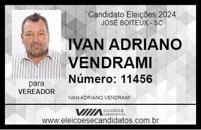 Candidato IVAN ADRIANO VENDRAMI 2024 - JOSÉ BOITEUX - Eleições