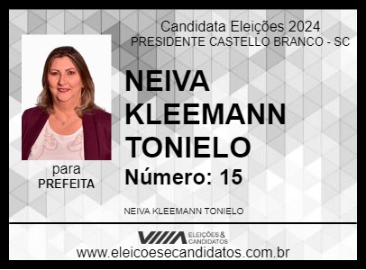 Candidato NEIVA KLEEMANN TONIELO 2024 - PRESIDENTE CASTELLO BRANCO - Eleições