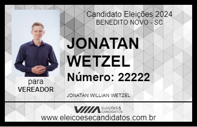 Candidato JONATAN WETZEL 2024 - BENEDITO NOVO - Eleições