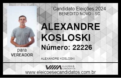 Candidato ALEXANDRE KOSLOSKI 2024 - BENEDITO NOVO - Eleições