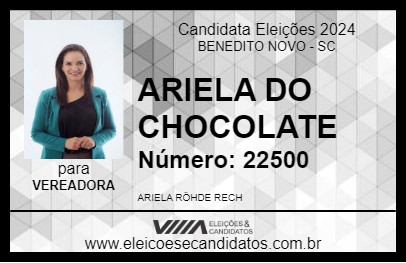 Candidato ARIELA DO CHOCOLATE 2024 - BENEDITO NOVO - Eleições