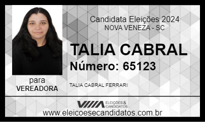 Candidato TALIA CABRAL 2024 - NOVA VENEZA - Eleições