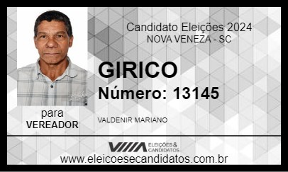 Candidato GIRICO 2024 - NOVA VENEZA - Eleições