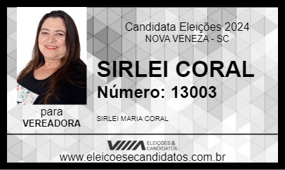 Candidato SIRLEI CORAL 2024 - NOVA VENEZA - Eleições